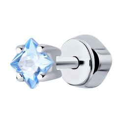 Серьги одиночные из серебра с голубым фианитом (Арт.94170005)