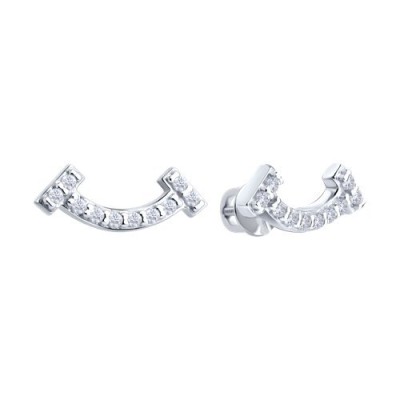 Серьги из серебра с фианитами «Улыбка света» Соколов (арт.94-122-02251-1)