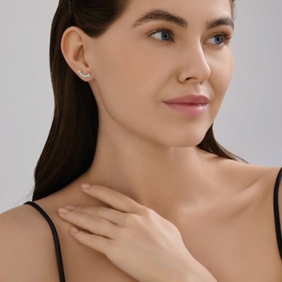 Серьги из серебра с фианитами «Улыбка света» Соколов (арт.94-122-02251-1)
