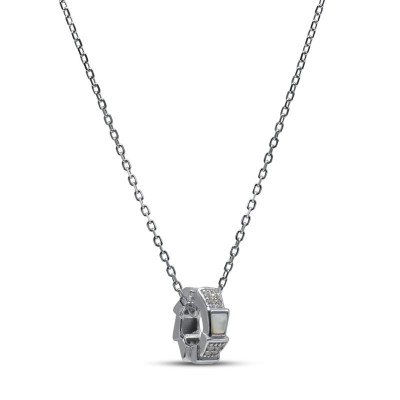 Ожерелье серебряное с жемчугом и куб. цирконием «Крылья света» MY JEWELS (арт.2512)