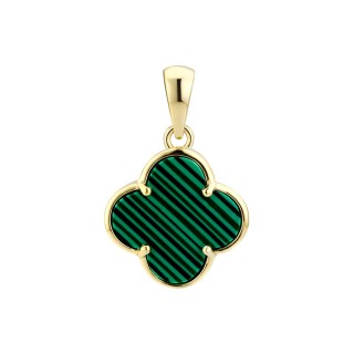 Кулон серебряный с малахитом «Lucky Clover» Fresh Jewelry (арт.02028)