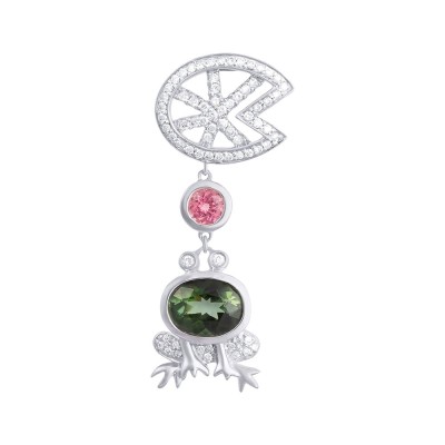 Цепь с бриллиантами и турмалинами «Лесная Фея» из белого золота 585° MyJewels (арт.EZSP-S04597X_TUR_TUZ_WG)