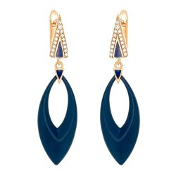 Серьги из серебра с керамикой и куб. цирконием (Арт.tm-e01046-vl-g-x-bl-w)