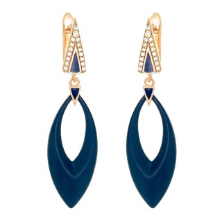 Серьги из серебра с керамикой и куб. цирконием «Midnight Shine» Fresh Jewelry (арт.TM-E01046-Вl-G-X-Bl-W)