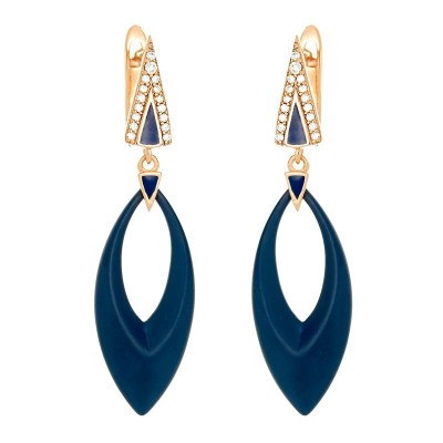 Серьги из серебра с керамикой и куб. цирконием «Midnight Shine» Fresh Jewelry (арт.TM-E01046-Вl-G-X-Bl-W)