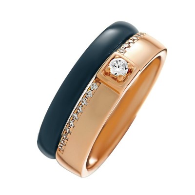 Кольцо с керамикой и фианитами «Ceramic Shine» Fresh Jewelry (арт.TM-R00689-Вl-G-W-X-W)