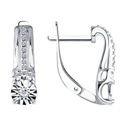 Серьги из серебра с бриллиантами и фианитами (Арт.87020061)