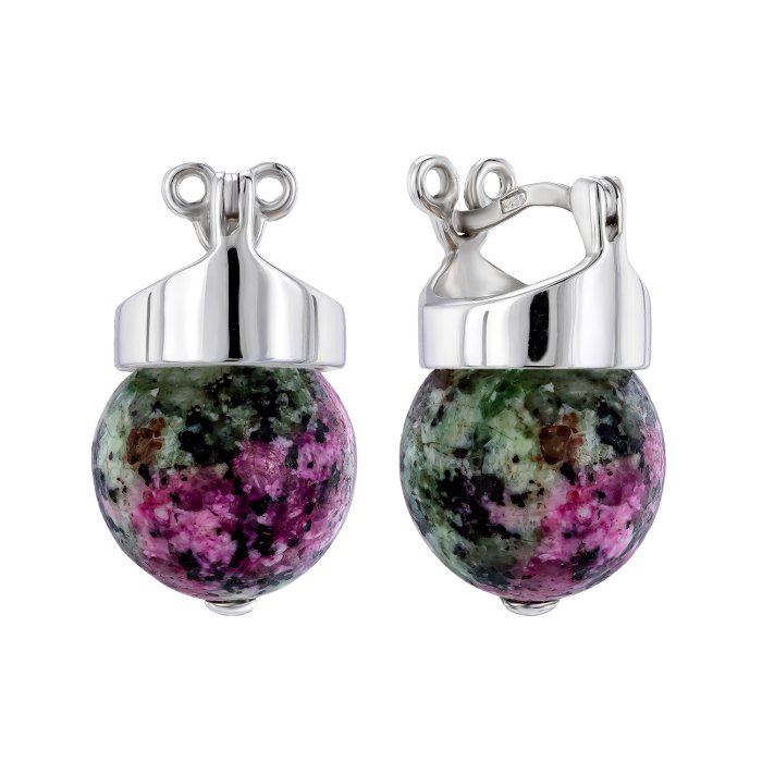 Серебряные серьги BEAVERS с цоизитом 2206co