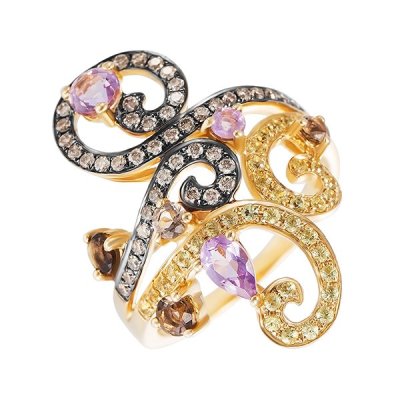 Кольцо из золота с аметистом и бриллиантом (Арт.mr82861-br-ys-smq-am-yg_dn_ys_am_sq_yg)