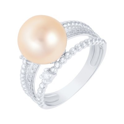Кольцо из белого золота с бриллиантом и жемчугом (Арт.mr87129a-wd-wp_ko_ww_wg)