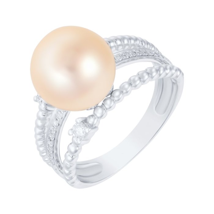 Кольцо из белого золота с бриллиантом и жемчугом (Арт.mr87129a-wd-wp_ko_ww_wg)