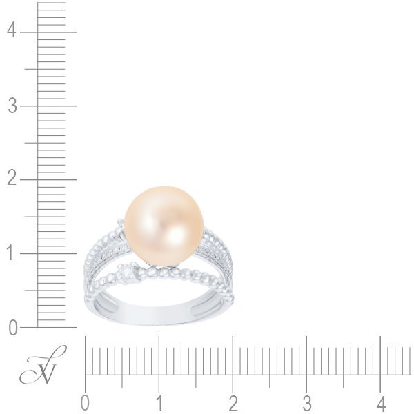 Кольцо из белого золота с бриллиантом и жемчугом (Арт.mr87129a-wd-wp_ko_ww_wg)