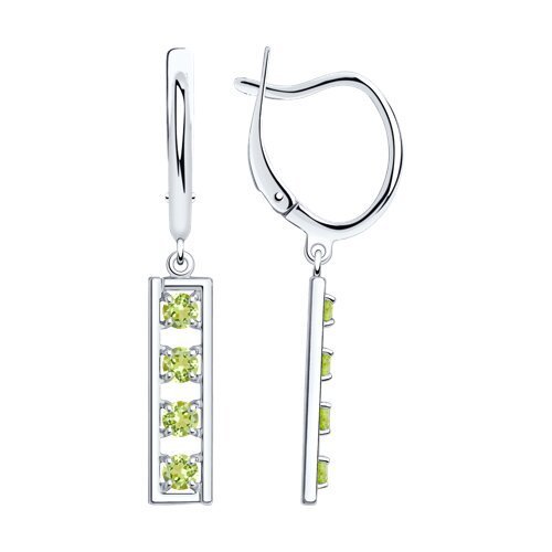Серьги из серебра с хризолитами (Арт.92022574)