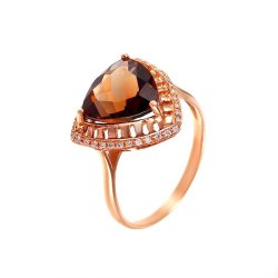 Кольцо из золота с бриллиантом и раухтопазом (Арт.r01571sq4rk_sq_pink)