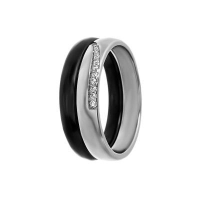 Кольцо из серебра с керамикой и фианитом (Арт.tc-r00694-b-w-x-x-w)