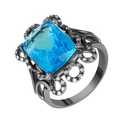 Кольцо из золота с бриллиантом и топазом (Арт.r23717_ko_bt_blk)