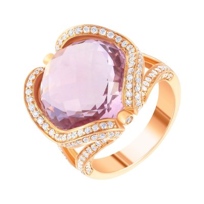 Кольцо из золота с аметистом и бриллиантом (Арт.r31570a014r001_ko_am_pink)