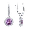 Серьги из серебра с аметистами и фианитами (Арт.94-321-02052-3)