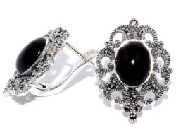 Серьги Серебряные крылья (Арт.220028-39-182_oniks_markazit)