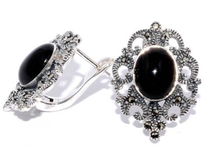 Серьги Серебряные крылья (Арт.220028-39-182_oniks_markazit)