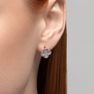 Серьги серебряные с эмалью «Серебряный Клевер» Соколов (арт.94026443)