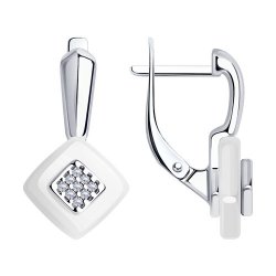 Серьги из серебра с керамическими вставками и фианитами (Арт.94-120-01270-2)