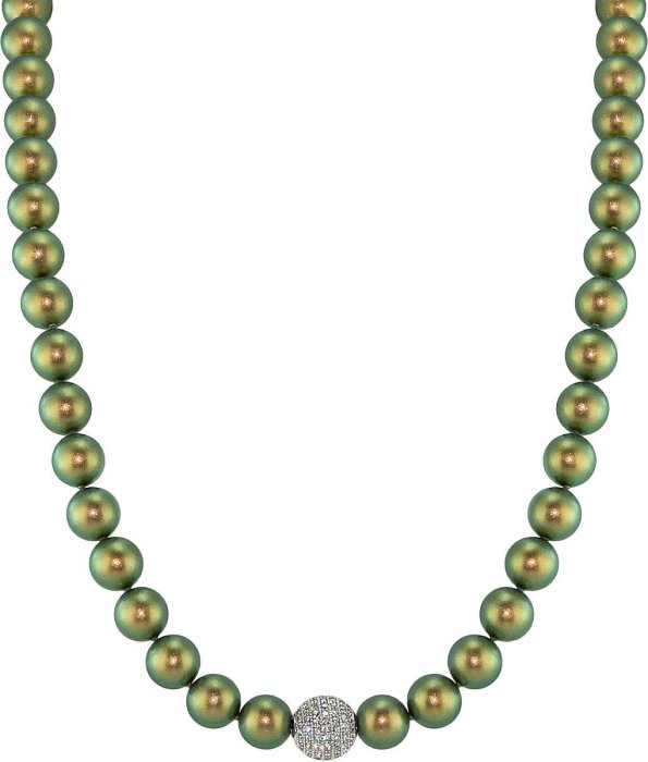 Ожерелье из серебра с жемчугом и куб. цирконием (Арт.91l-sk-26)