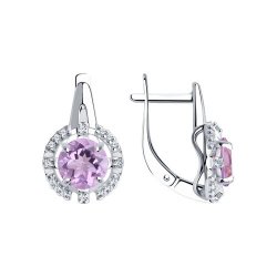 Серьги из серебра с аметистами и фианитами (Арт.94-320-00679-2)