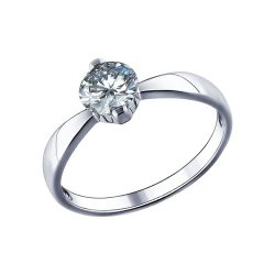 Помолвочное кольцо из серебра с фианитом (Арт.94011489)