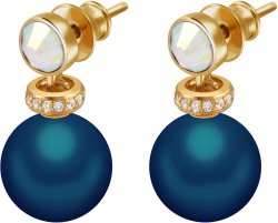 Серьги из серебра с жемчугом и кристаллом swarovski (Арт.abs-3-10-22-g)