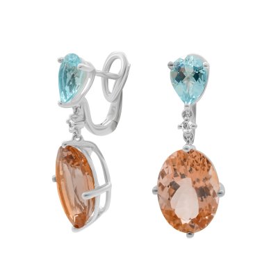 Серьги из белого золота с аквамарином, морганитом и бриллиантами «La Nordica Aurora» La Nordica (арт.8091)