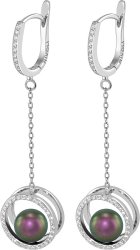 Серьги из серебра с жемчугом и кристаллом swarovski (Арт.ahs-1-8-19-s)