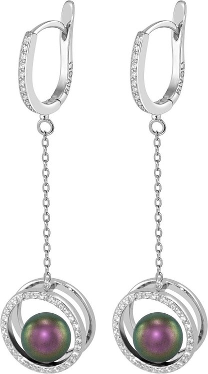 Серьги из серебра с жемчугом и кристаллом swarovski (Арт.ahs-1-8-19-s)