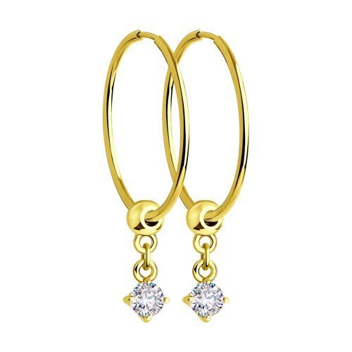 Серьги из желтого золота с фианитами (Арт.53-124-01191-2)
