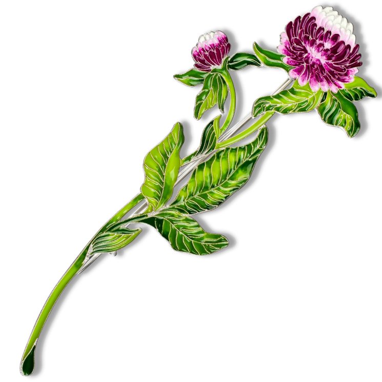 Серебряная брошь Клевер Русские самоцветы (Арт.41463)