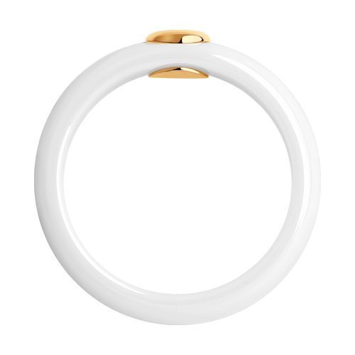 Белое керамическое кольцо с золотом и бриллиантом (Арт.6015028)