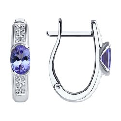 Серьги из белого золота с бриллиантами и танзанитами (Арт.6024200-3)