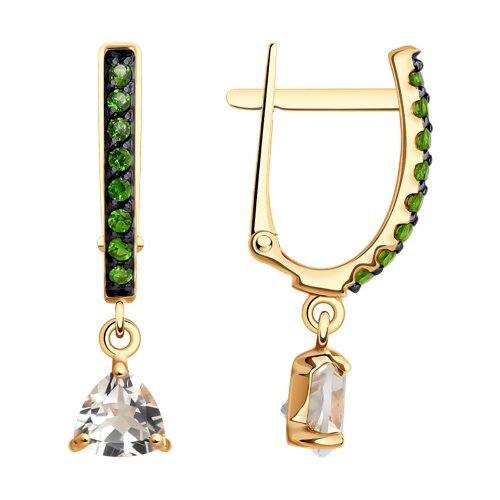 Серьги золотые пробы 585 с миксом камней (Арт.728753)