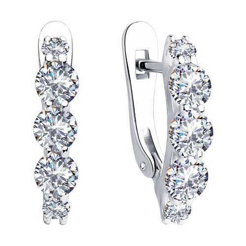 Серьги из серебра с фианитами (Арт.94023498)