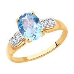 Кольцо золотое пробы 585 с топазом (Арт.715060)