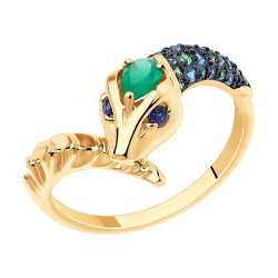 Кольцо золотое пробы 585 с миксом камней (Арт.715857)