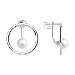Серьги из серебра с жемчугом (Арт.94025920)
