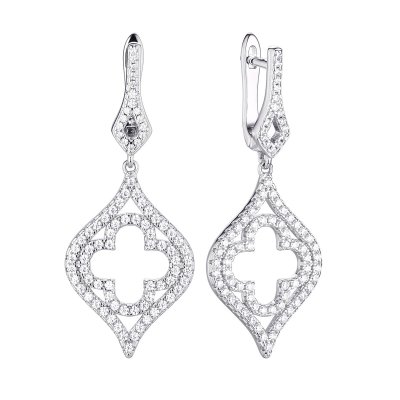 Серьги из серебра с фианитом (Арт.cz-e02935-x-w-x-x-w)