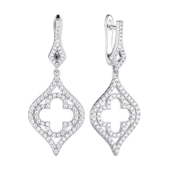 Серьги из серебра с фианитом (Арт.cz-e02935-x-w-x-x-w)