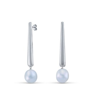 Серьги серебряные с жемчугом «Крылья света» Myjewels (арт.0220)