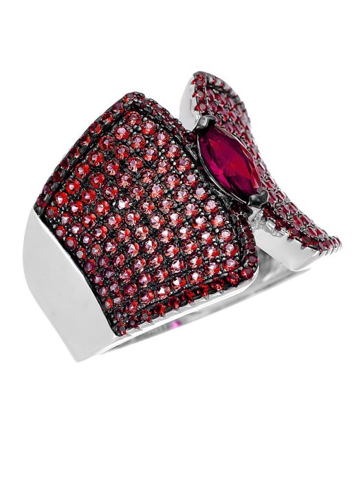 Кольцо из серебра с куб. цирконием и ситаллом (Арт.cz-r01212-x-wb-rg-x-dg)