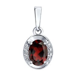 Подвеска из серебра с гранатом и фианитами (Арт.92030880)