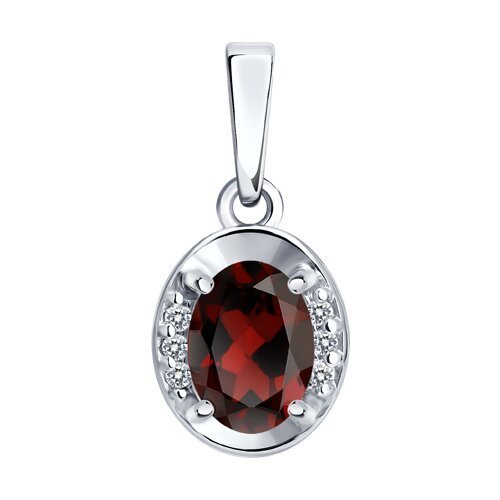 Подвеска из серебра с гранатом и фианитами (Арт.92030880)