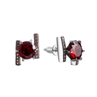 Серьги серебряные с гранатом «Scarlet Spring» Fresh Jewelry (арт.MP-E00013-X-WB-PG-X-BR)