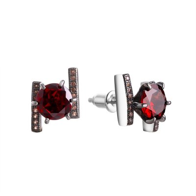 Серьги из серебра с гранатом (Арт.mp-e00013-x-wb-pg-x-br)